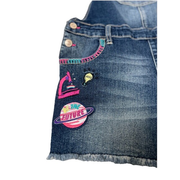 Jordache Girls Fringe Hem Shortalls With Science Themed Patches Size‎ XXL 18 - Picture 2 of 11
